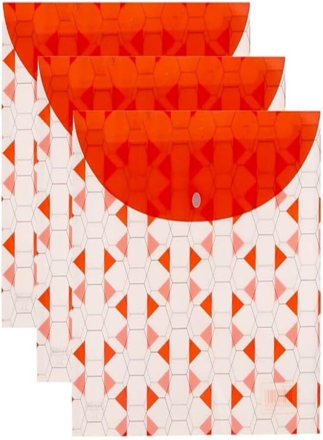 3A Plastic Paper Folder 25 * 35 cm with Clips 3 Pieces - Multi Color FC636-18-26
